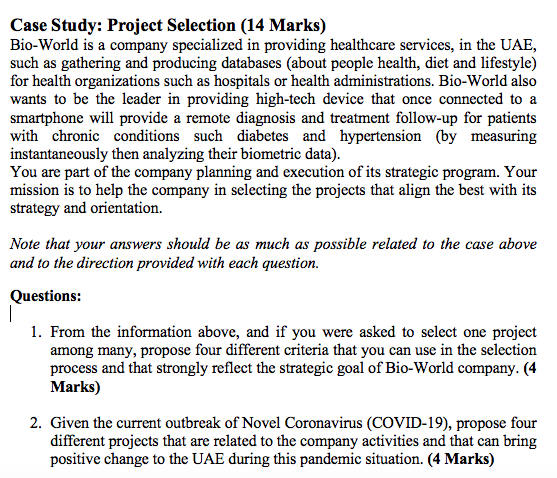 I need answer Q2 Case Study: Project Selection