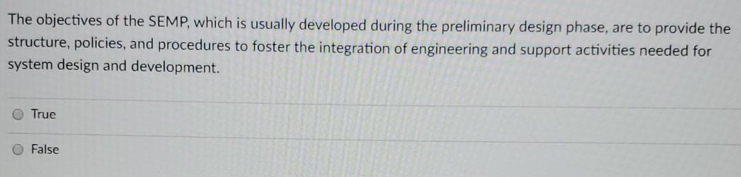 subject: Industrial Engineering Note: SEMP stands