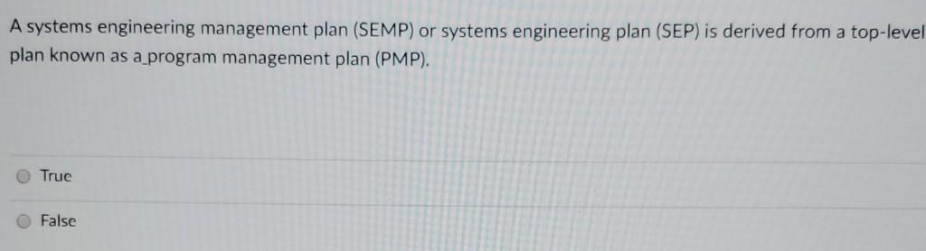 subject: Industrial Engineering Note: SEMP stands
