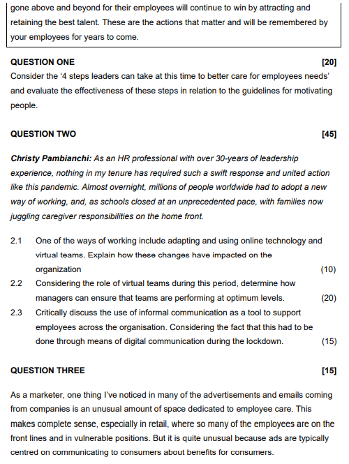 10.1.4 BUSINESS MANAGEMENT 2: ASSIGNMENT 1 [100]