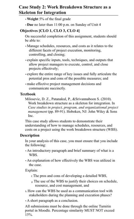 Case Study 2: Work Breakdown Structure as a