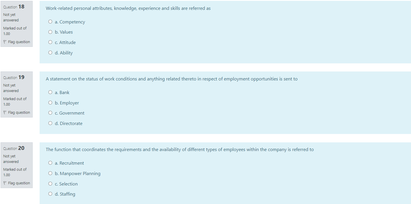 Question 18 Work-related personal attributes,