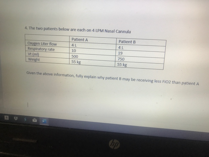 4. The two patients below are each on 4 LPM Nasal