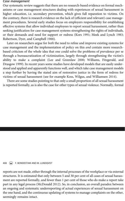 summarize the attached article section Case