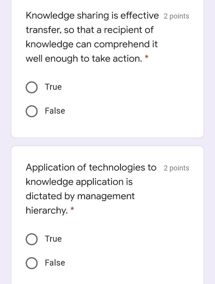 Knowledge sharing is effective 2 points transfer,