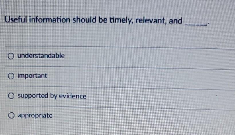 Useful information should be timely, relevant and