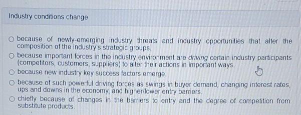 Industry conditions change because of newly