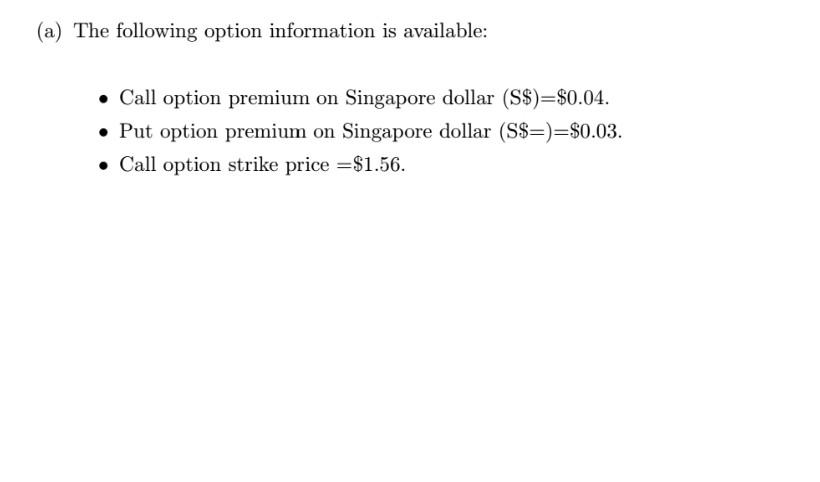 (a) The following option information is