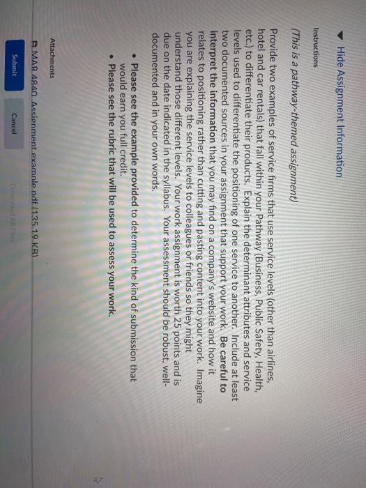 Hide Assignment Information Instructions (This is