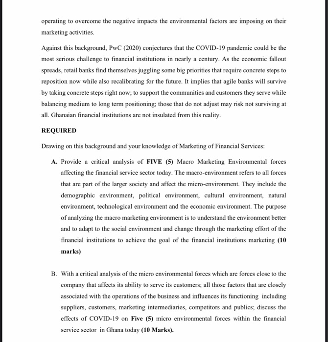 QUESTION 1 CAN THE GHANAIAN FINANCIAL SERVICE