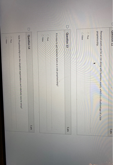 Question i 1 pts Personal assets can be at risk