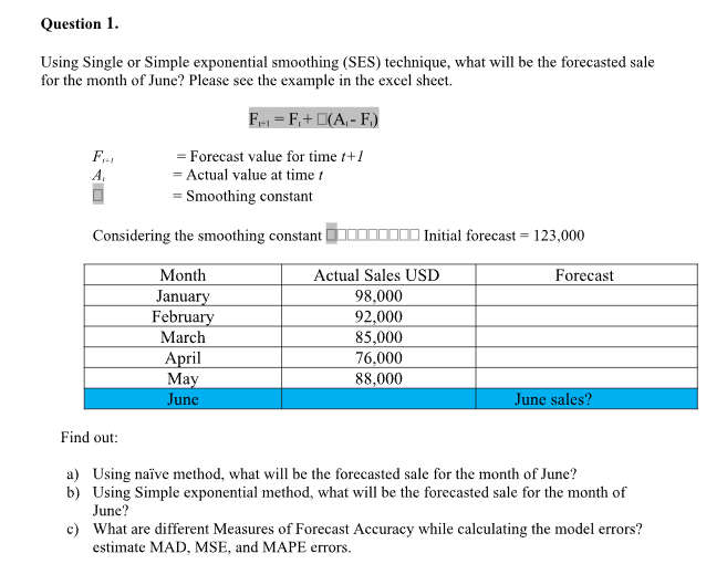 a = 0.7 Using Single or Simple exponential