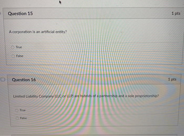 Question i 1 pts Personal assets can be at risk