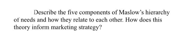 Describe the five components of Maslow's