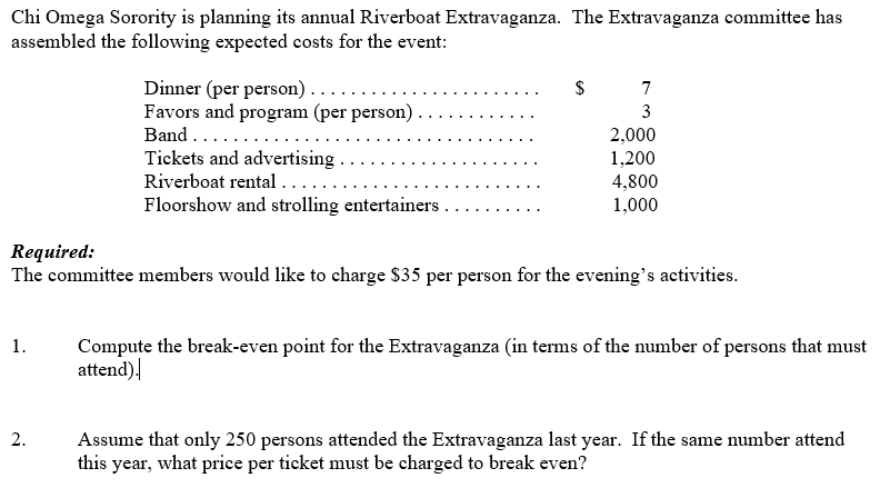 Chi Omega Sorority is planning its annual