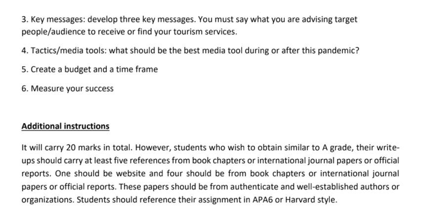 Instruction for the assignment: Total marks 20
