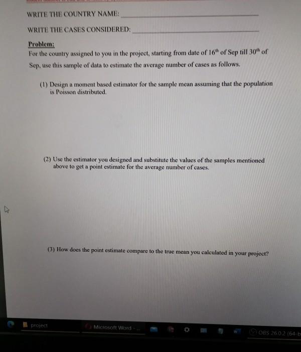 WRITE THE COUNTRY NAME: WRITE THE CASES