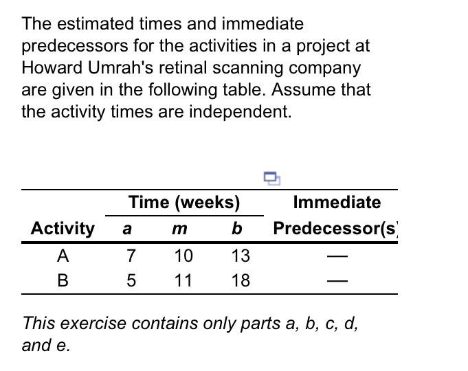 Also E) If the time to complete the activities on