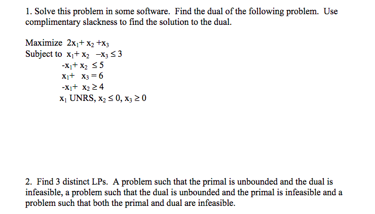 1. Solve this problem in some software. Find the