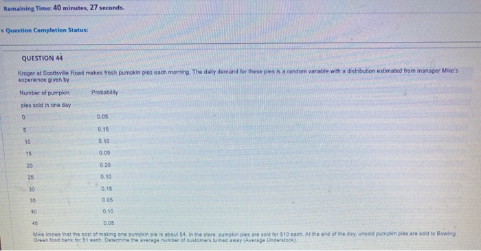 Remaining Time: 40 minutes, 27 seconds. Question