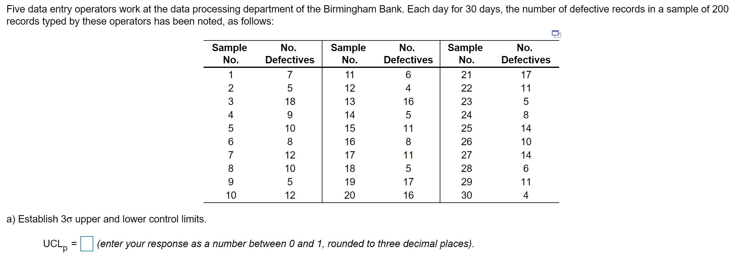 Five data entry operators work at the data