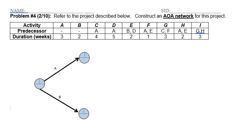 NAME : SID: Problem \#4 (2/10): Refer to the