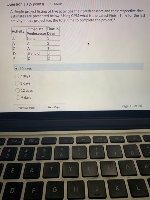 would this be correct Question 13 (5 points)