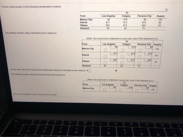 Find an initial solution to the following