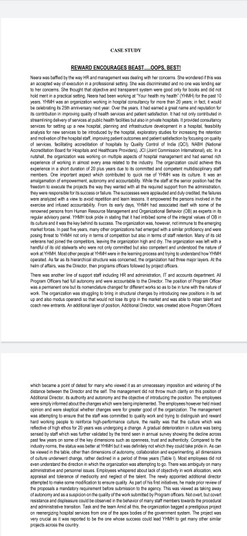 CASE STUDY REWARD ENCOURAGES BEAST....OOPS, BEST!