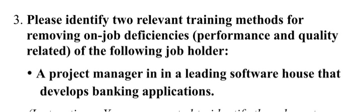 3. Please identify two relevant training methods