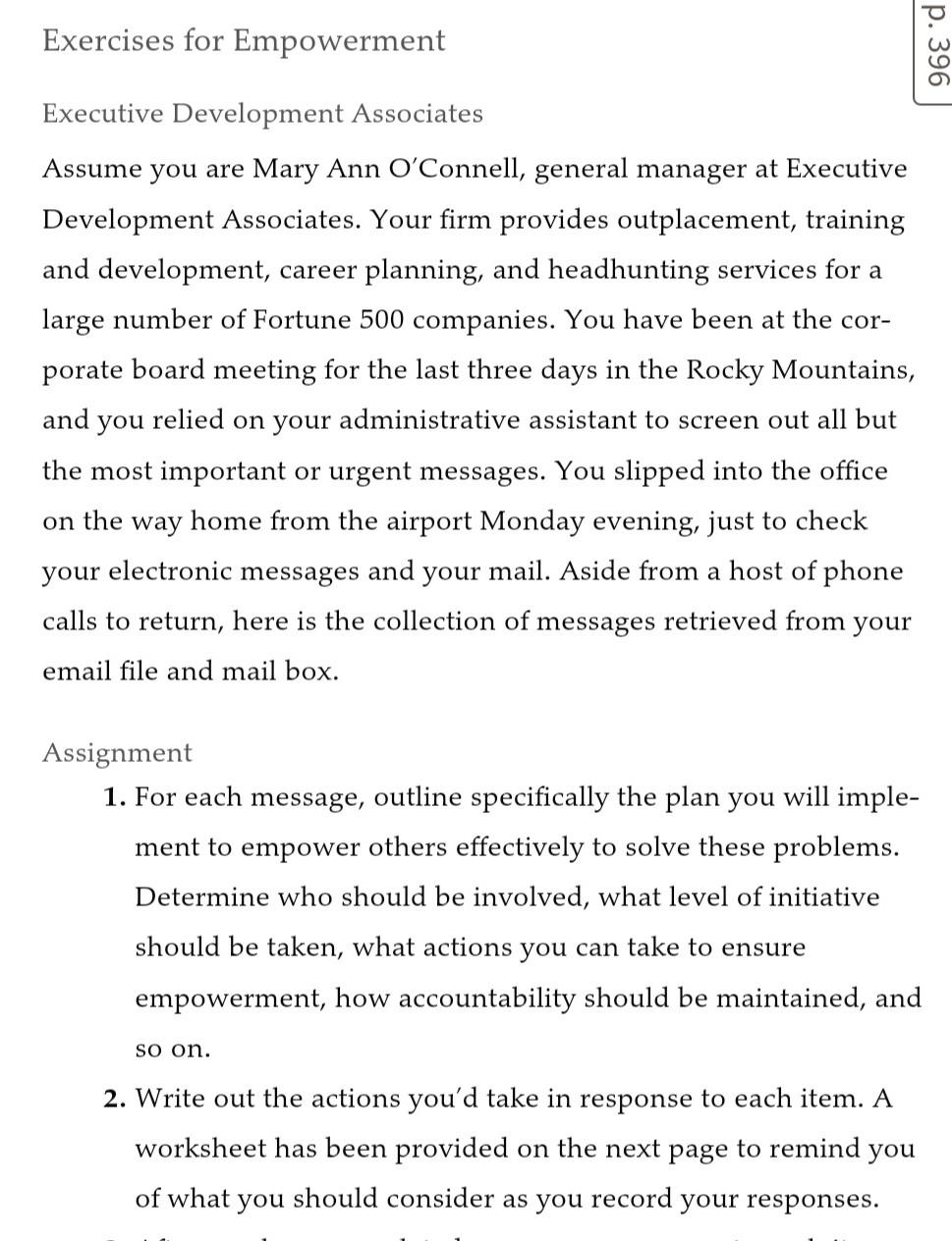 Exercises for Empowerment p. 396 Executive