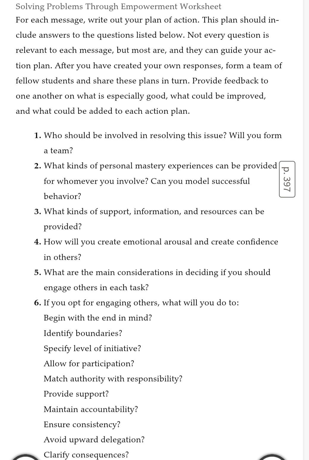 Exercises for Empowerment p. 396 Executive