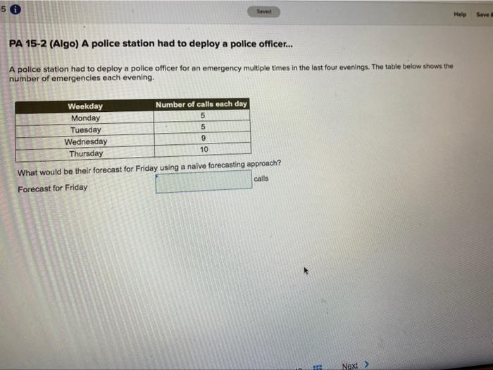 50 Saved Melo PA 15-2 (Algo) A police station had