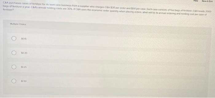 Help Save & Ext C&A purchases cases of fertilizer