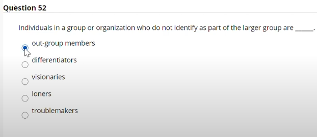 Question 52 Individuals in a group or