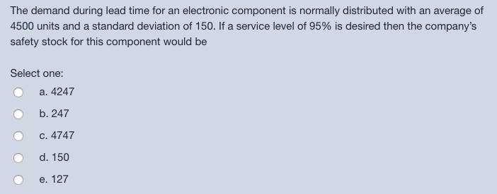 The demand during lead time for an electronic