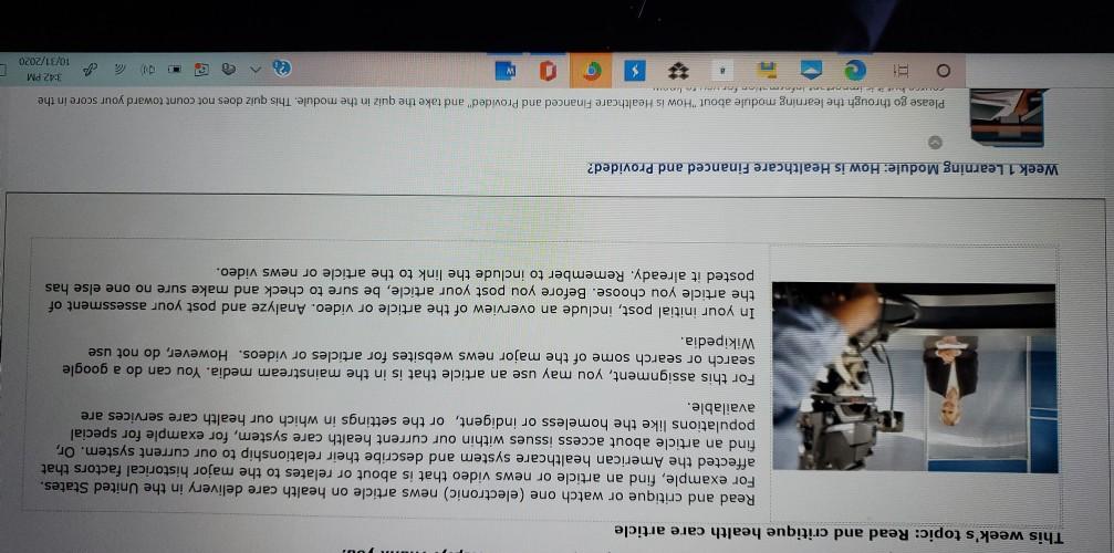 This week's topic: Read and critique health care