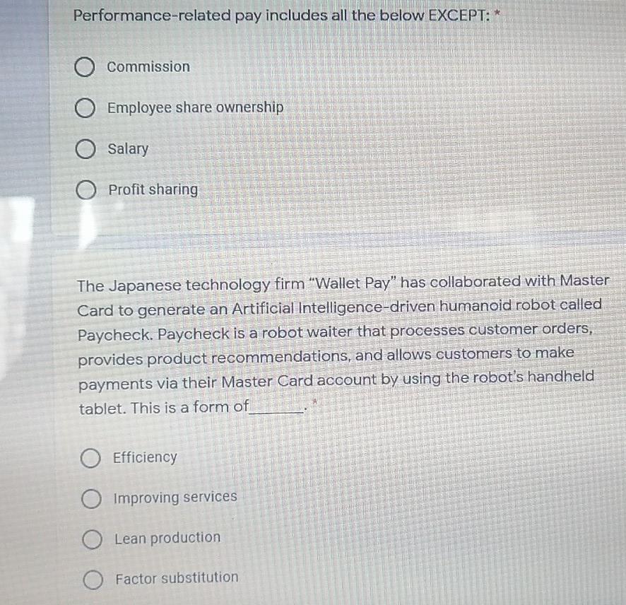 Performance-related pay includes all the below