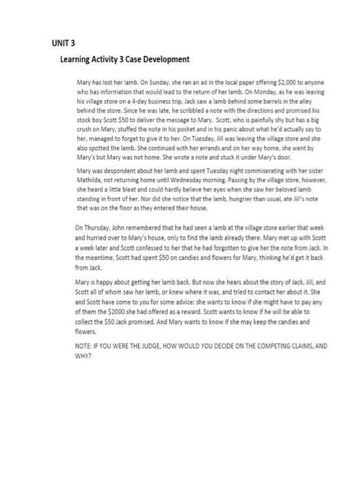 UNIT 3 Learning Activity 3 Case Development Mary