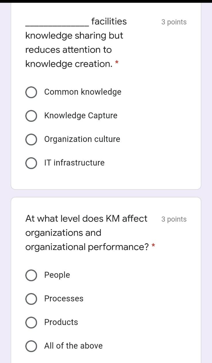 3 points facilities knowledge sharing but reduces
