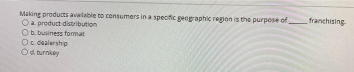 franchising. Making products available to