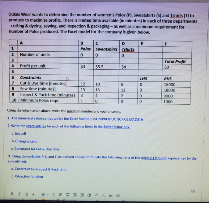 Dukes Wear wants to determine the number of