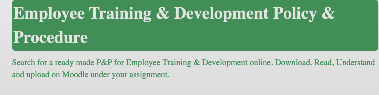 Employee Training & Development Policy &