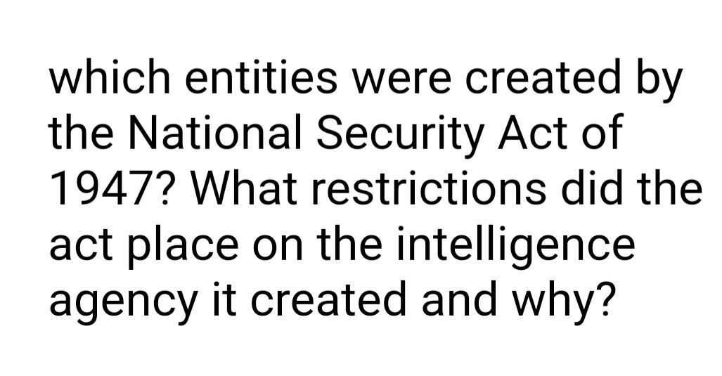 which entities were created by the National