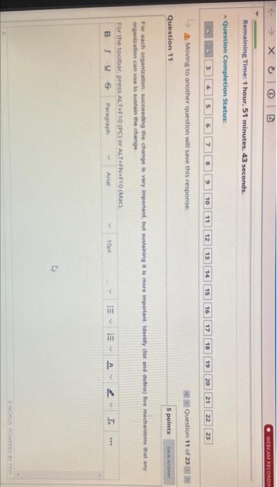 For each organizationsucceeding the change is