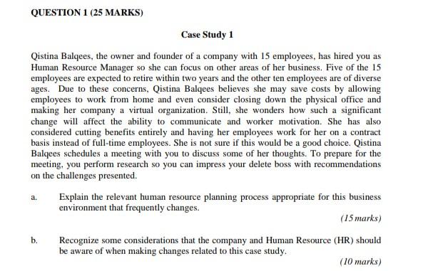 QUESTION 1 (25 MARKS) Case Study 1 Qistina