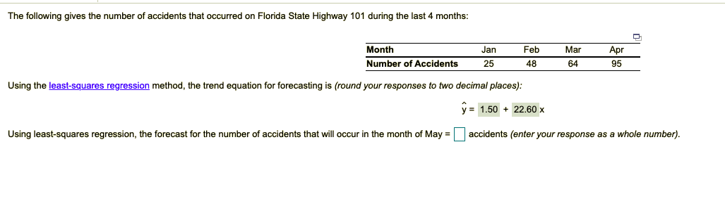 The following gives the number of accidents that