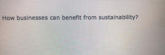 How businesses can benefit from sustainability