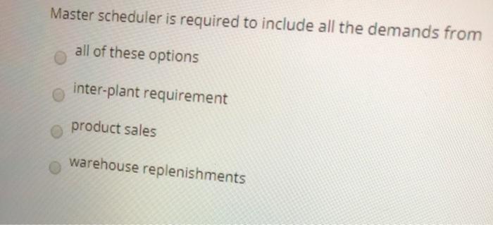 Master scheduler is required to include all the