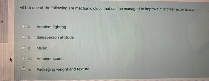 All but one of the following are mechanic clues